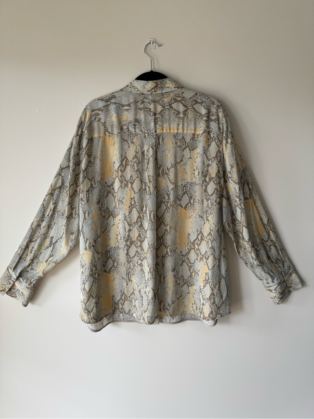 Lafayette 148 New York Snake-Print Button-Down Blouse in Yellow and Gray - Picture 12 of 16